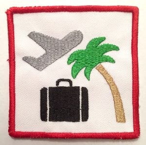 Badge "voyage/vacances" rouge brodé