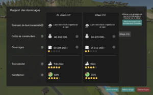 écran permettant de comparer des villages