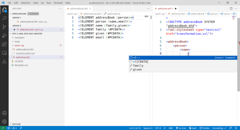 Fichier:Visual studio code XML editor warm-up.png