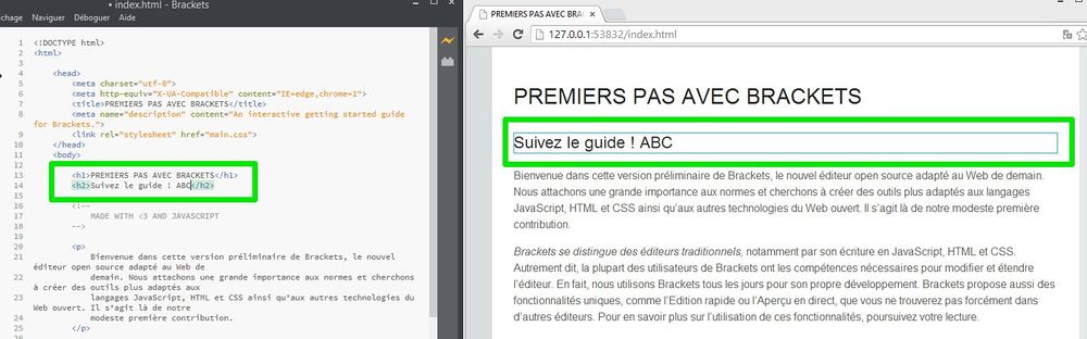 Edition en temps réel du code HTML