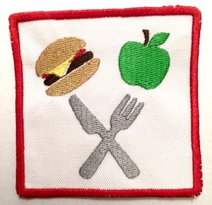 Badge "nourriture/cuisine" rouge brodé
