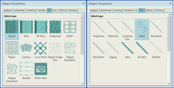 Digitizer V5 Stitch types (Source: Product Documentation)