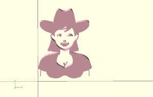 Simplified cowgirl imported and extruded