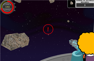 Mini-jeu consistant à tirer sur des astéroïdes