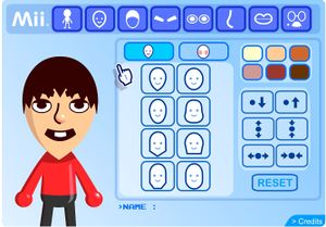 Capture d'écran des formes de visages primitives proposées par le créateur de Mii de Nintendo