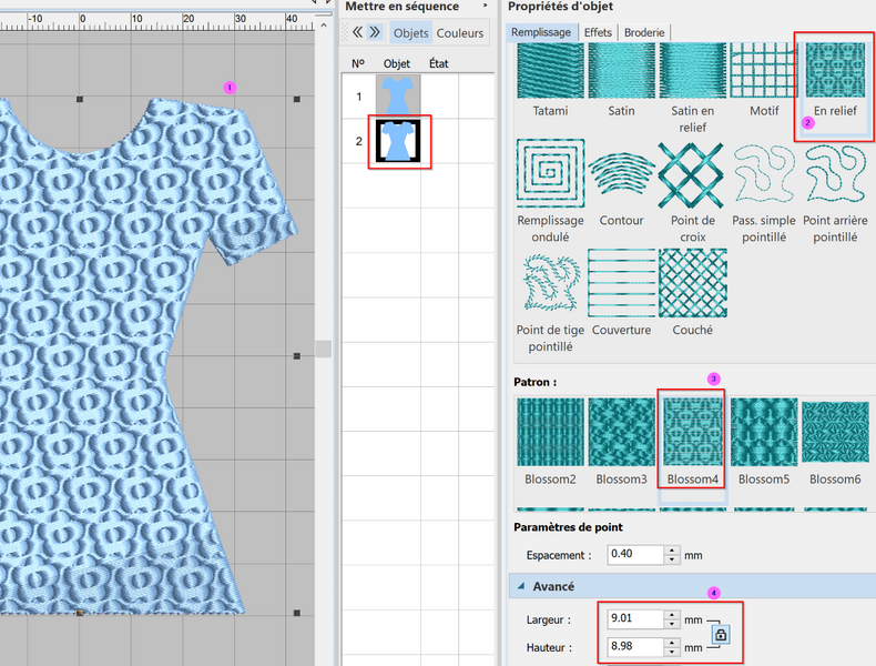 Robe mise en relief avec Hatch 3 avec un patron "fleur"