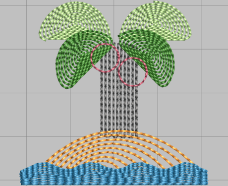 Desert island - simulation en ondulé, présentée ici