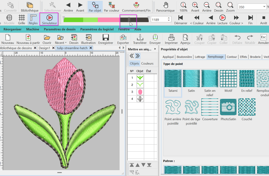 Outils de simulation dans Hatch 3