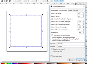 Tableau de paramétrage des courbes paramétriques sur Inkscape