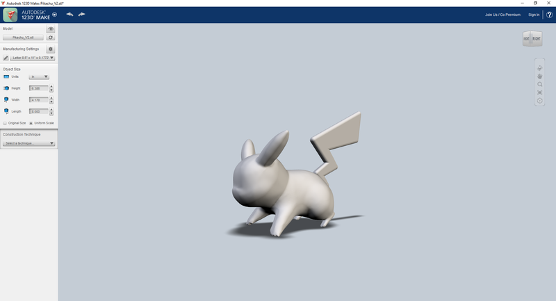 Pikachu version 3D sans découpe