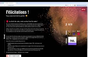 Capture d'écran du jeu représentant le message final du jeu