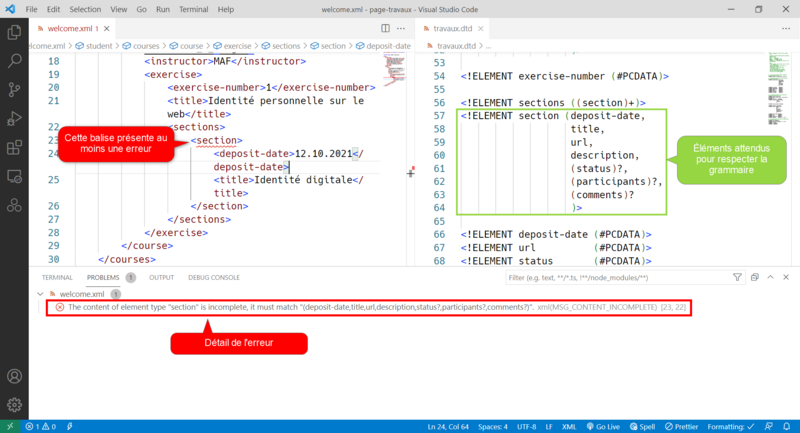 Fichier:Visual studio code XML editor page travaux.png