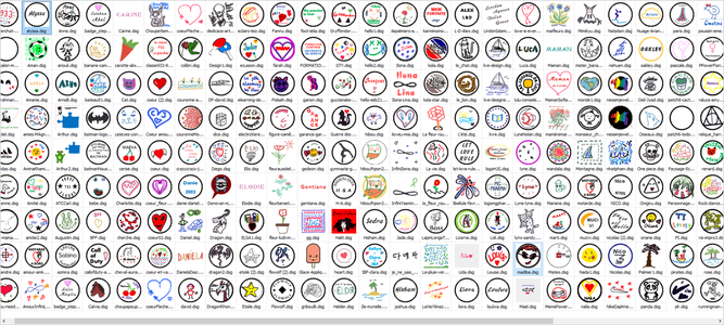 Badges created from drawings (Book fair 2018)