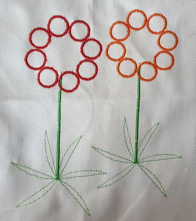 Simple flower, stitched