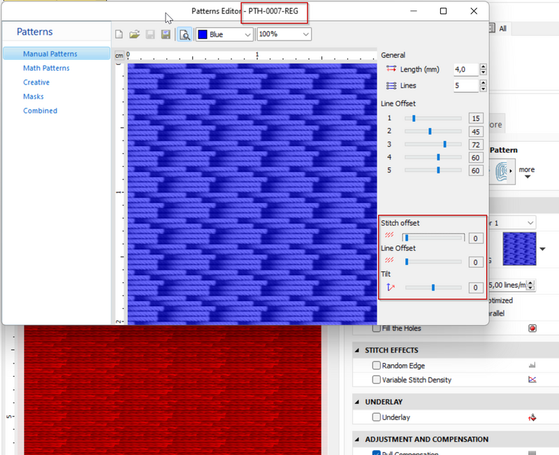 Screenshot of Embroidery Office 23 Pattern Editor - manual fill