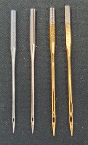 90 and 110 gold-plated titanium embroidery needles (front/back)
