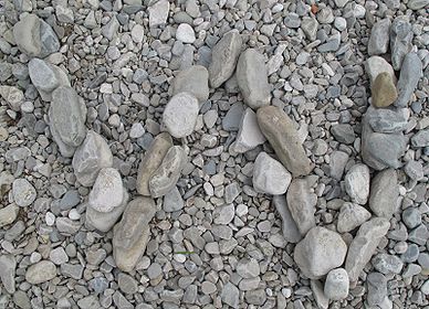 A pile of stones forming a "W"
